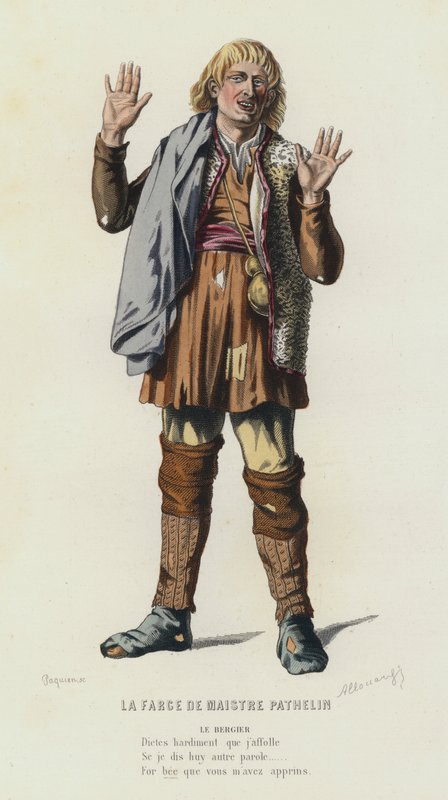 La Farce De Maistre Pathelin (renkli gravür) by French School