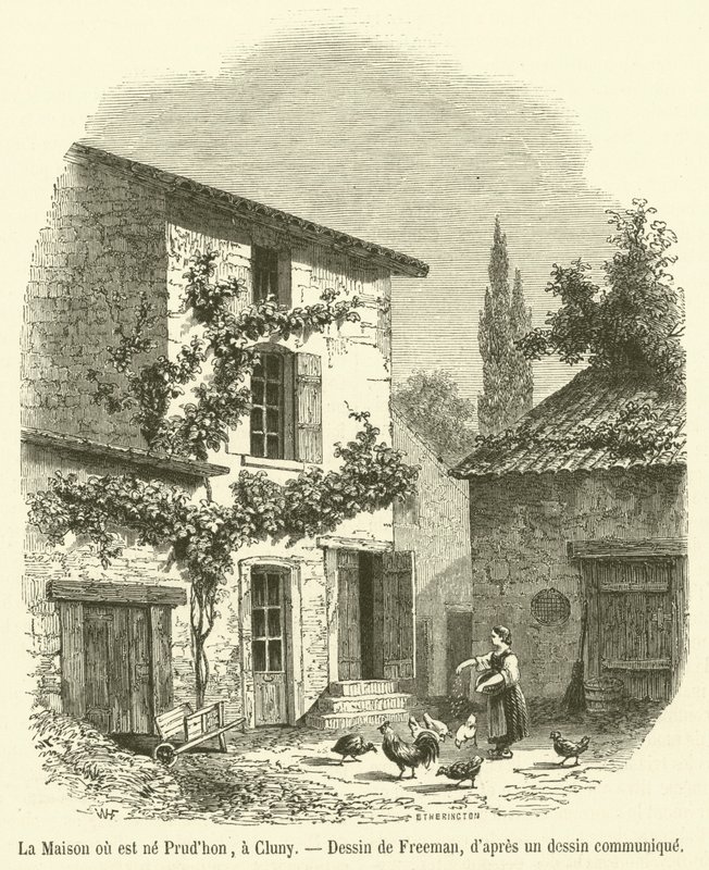 Prud'hon'un doğduğu ev, Cluny'de (gravür) by French School