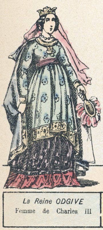 Kraliçe Odgive, Charles III'ün Karısı (renkli gravür) by French School