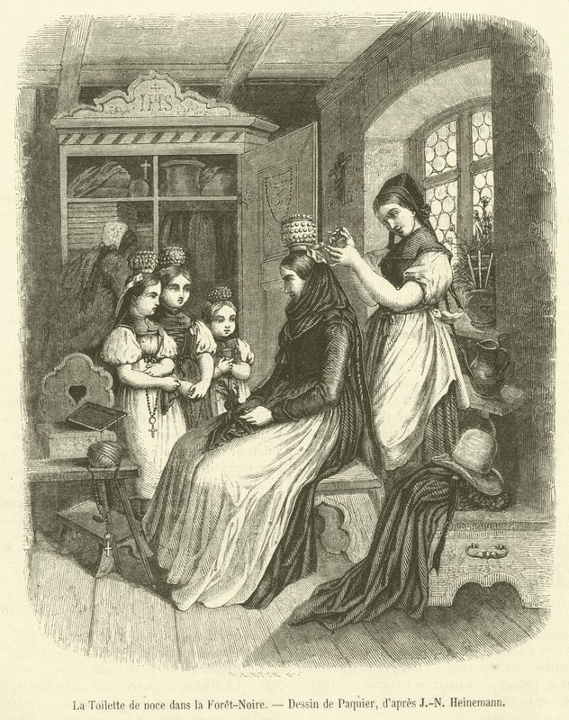 Kara Ormandaki Düğün Tuvaleti (gravür) by French School