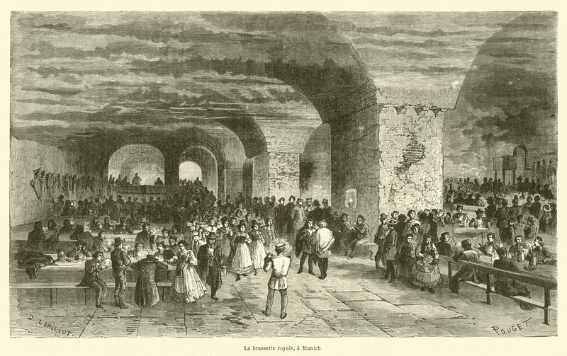 La brasserie royale, bir Münih (gravür) by French School