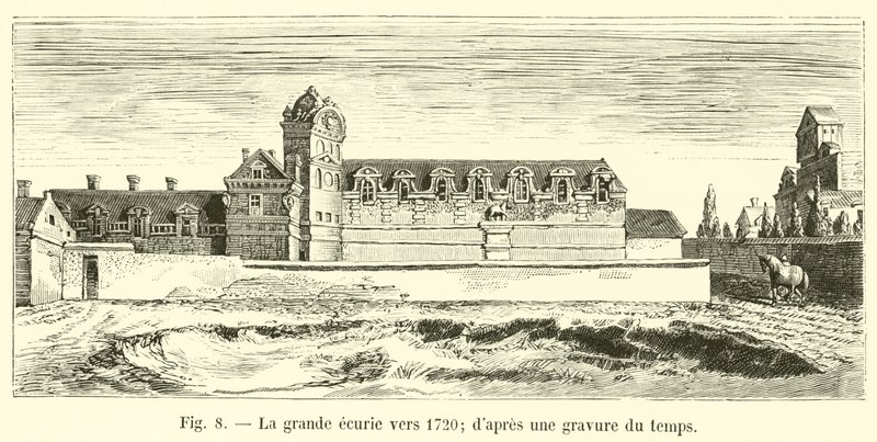 1720 civarında büyük ahır; bir zaman gravürünün ardından by French School