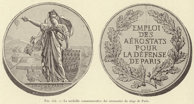 Paris kuşatması havacılarının hatıra madalyası (gravür) by French School