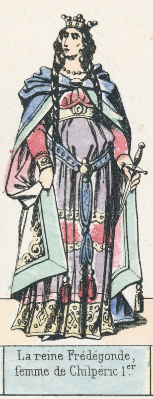 La reine Fredegonde, femme de Chilperic 1er (renkli gravür) by French School