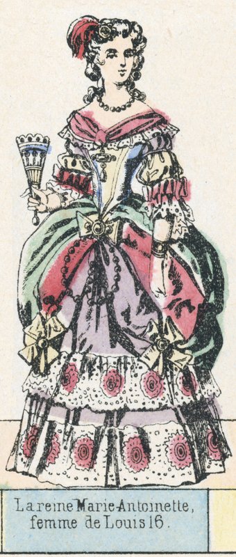 Kraliçe Marie-Antoinette, Louis 16'nın karısı (renkli gravür) by French School