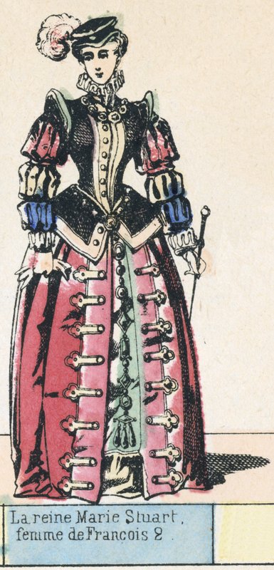 Kraliçe Mary Stuart, Francois 2'nin karısı (renkli gravür) by French School