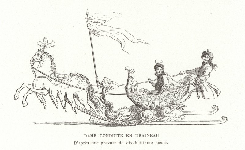 Kızakla seyahat eden bayan, Fransa, 18. yüzyıl by French School
