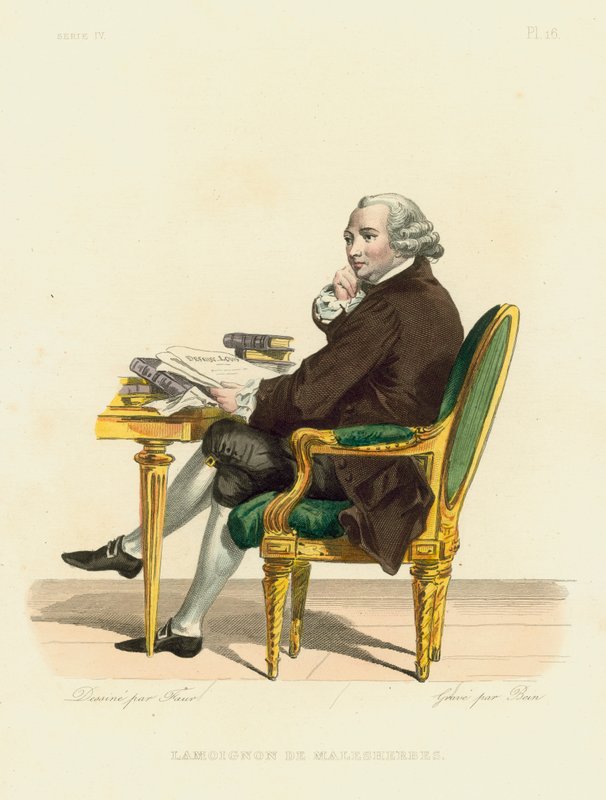 Lamoignon de Malesherbes (renkli gravür) by French School
