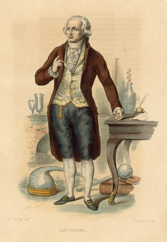 Lavoisier (renkli gravür) by French School