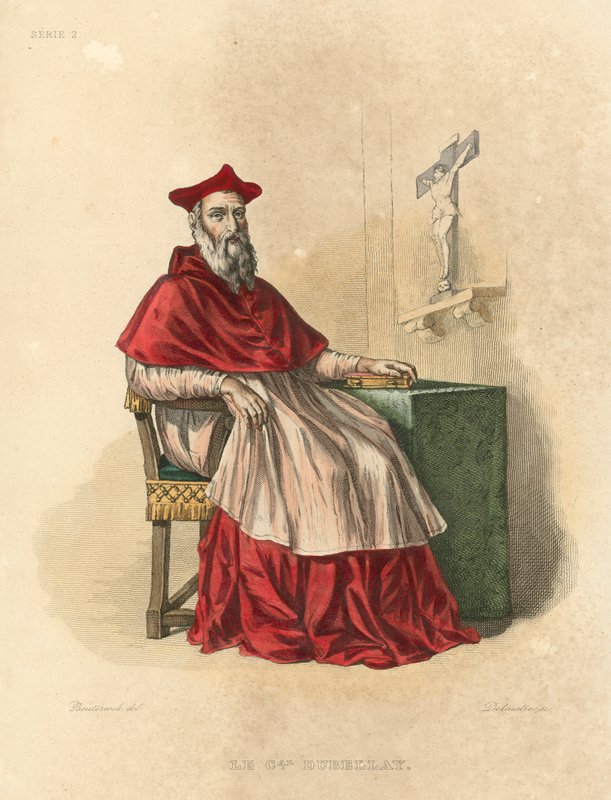 Le Cardinal Dubellay (renkli gravür) by French School