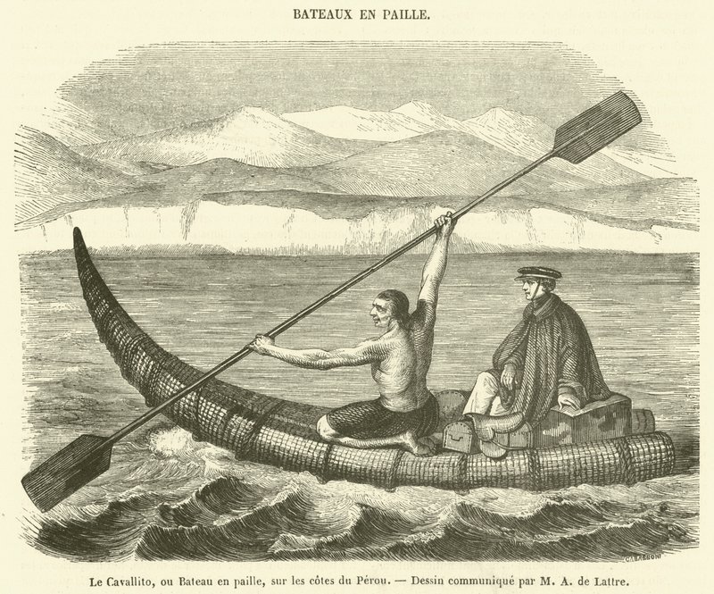 Peru kıyılarında Cavallito veya Hasır Tekne (gravür) by French School