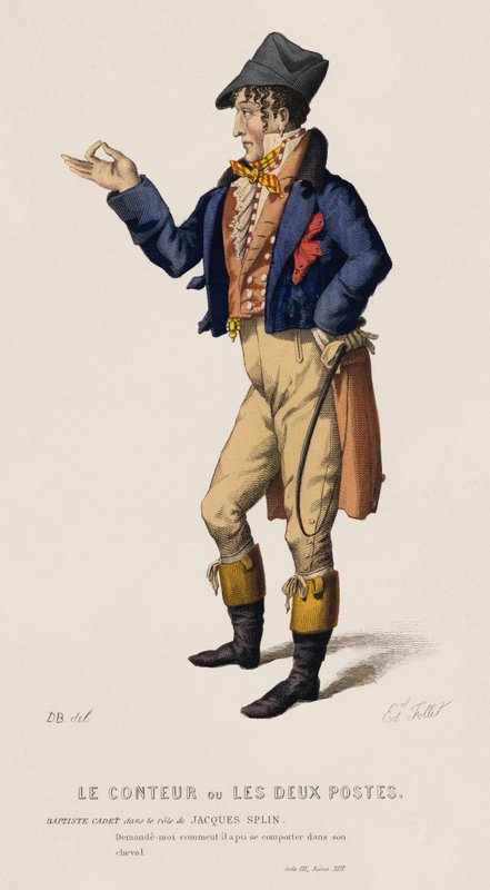 Hikâye Anlatıcısı veya İki Mesaj, III. Perde, XIII. Sahne (renkli gravür) by French School