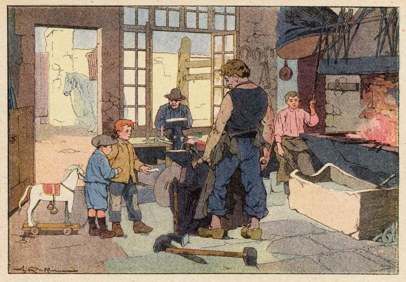 Le Forgeron, The Smith (renkli taş) by French School