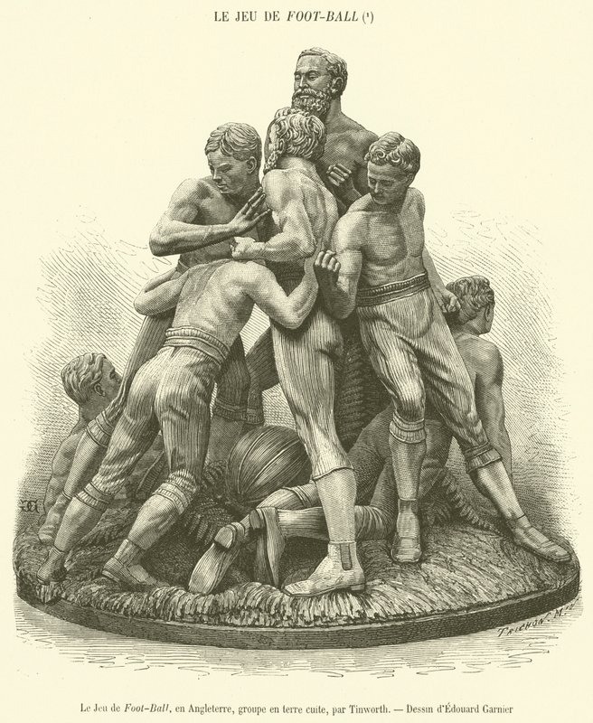 The Game of Foot-ball, İngiltere, pişmiş toprak grubu (gravür) by French School