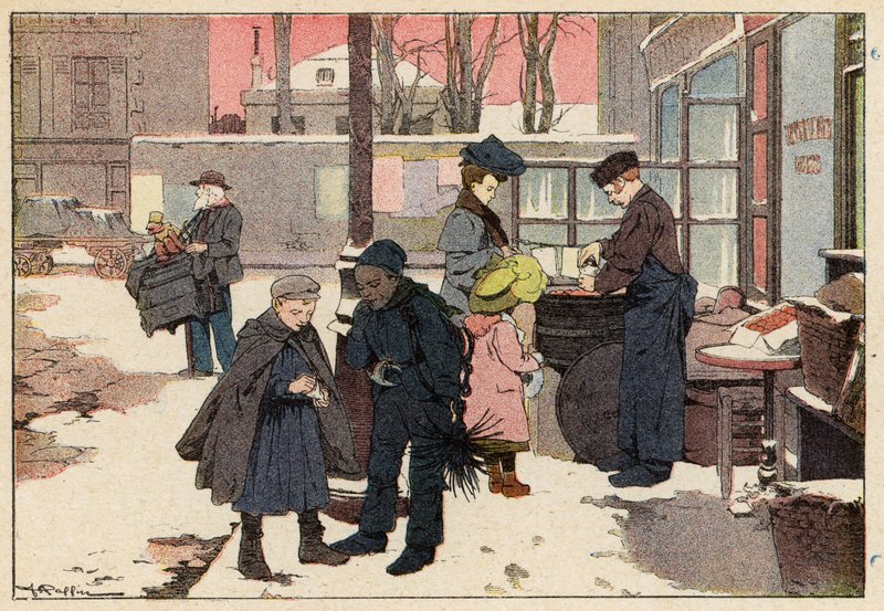 Le Marchand De Marrons, Kestane Satıcısı (renkli taş) by French School