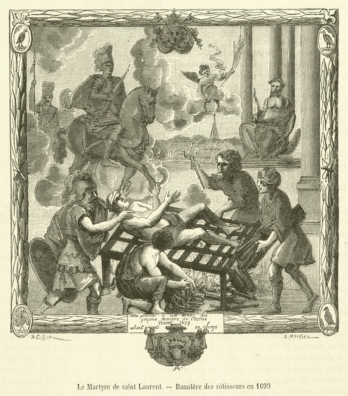 Aziz Lawrence Şehitliği, 1699 yılında Banniere des rotisseurs (gravür) by French School