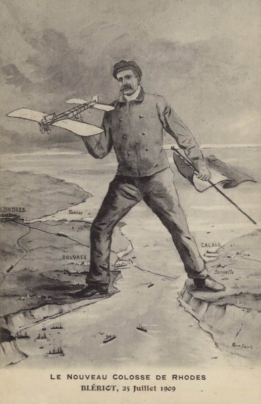 Rodos'un Yeni Heykeli, Bleriot, 25 Temmuz 1909 (lito) by French School