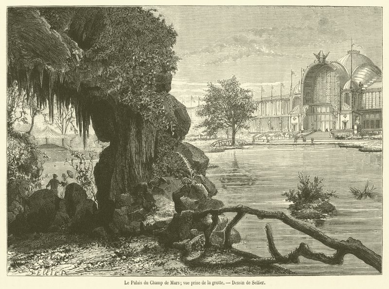 Palais du Champ de Mars, mağaradan görüntü (gravür) by French School