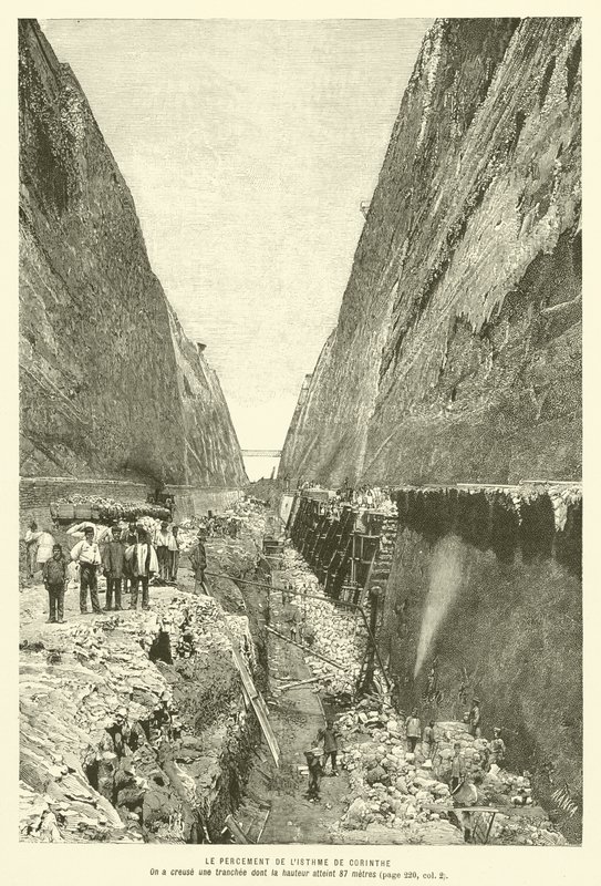 Korint Kıstağının Delinmesi (gravür) by French School