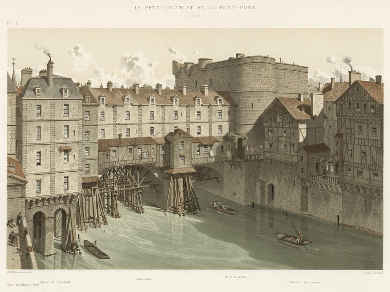 Petit-Chatelet ve Petit-Pont, 1717 by French School