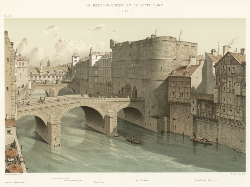 Petit-Chatelet ve Petit-Pont, 1780 by French School
