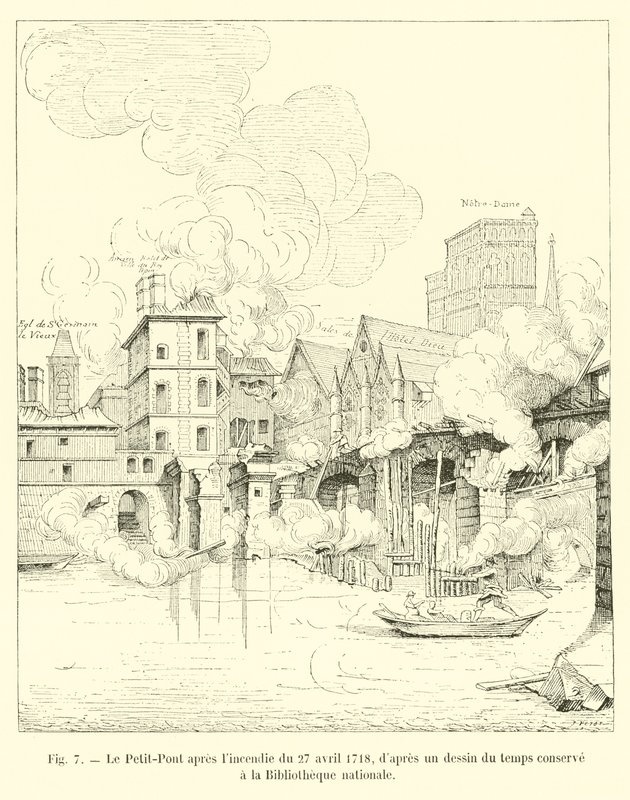 Petit-Pont, 27 Nisan 1718 yangınından sonra, Milli Kütüphane