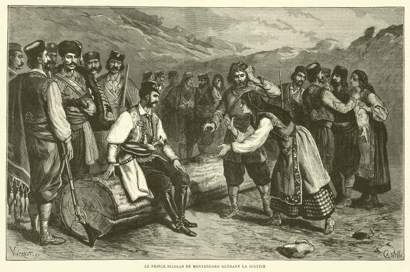 Karadağ Prensi Nicolas Adalet Dağıtıyor (gravür) by French School