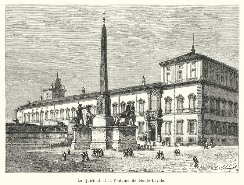 Quirinal ve Monte-Cavale Çeşmesi (gravür) by French School
