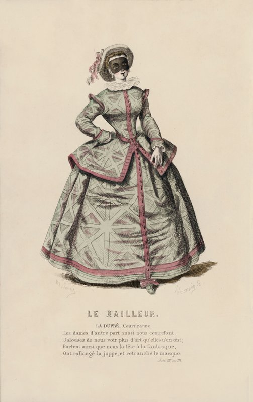Le Railleur, La Dupre, Courtizanne (renkli gravür) by French School