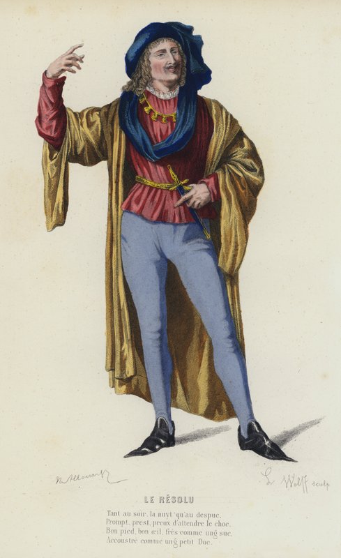 Le Resolu (renkli gravür) by French School