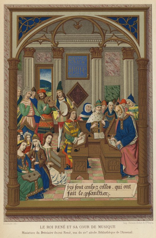 Kral Rene ve Müzik Mahkemesi (chromolitho) by French School