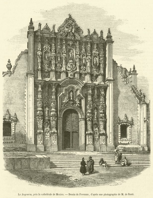 Le Sagrario, pres la katedrale de Meksika (gravür) by French School