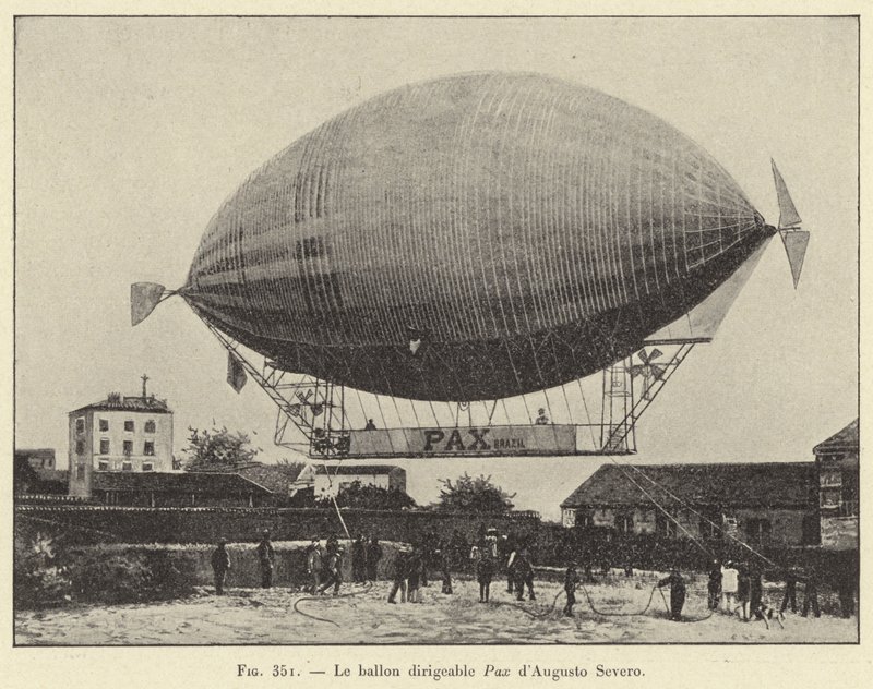 Augusto Severo tarafından yapılan Pax zeplin balonu (gravür) by French School