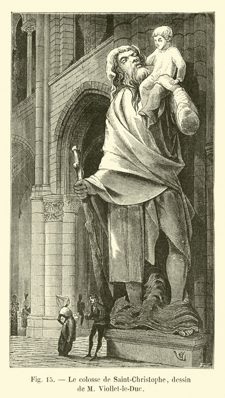 M Viollet-le-Duc tarafından çizilen Saint-Christophe Heykeli by French School