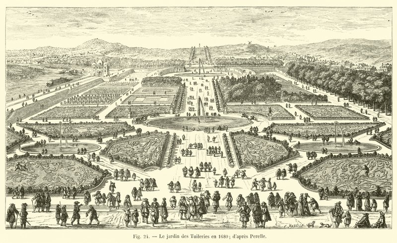 1680'de Tuileries bahçesi; Perelle'den by French School