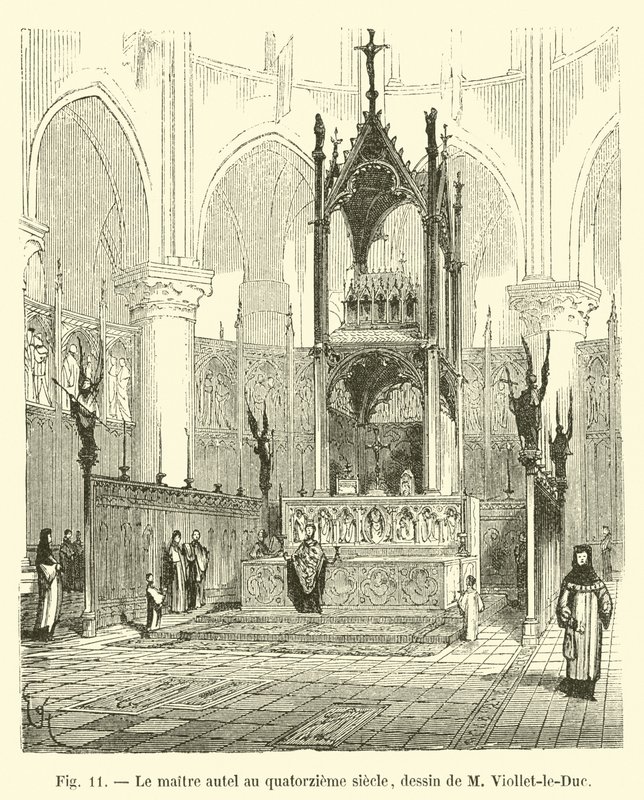 M Viollet-le-Duc tarafından çizilen on dördüncü yüzyıldaki yüksek sunak by French School