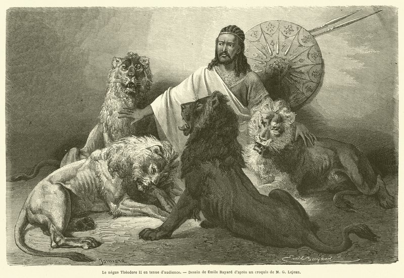 Mahkeme kıyafetleri içinde negus Theodore II (gravür) by French School
