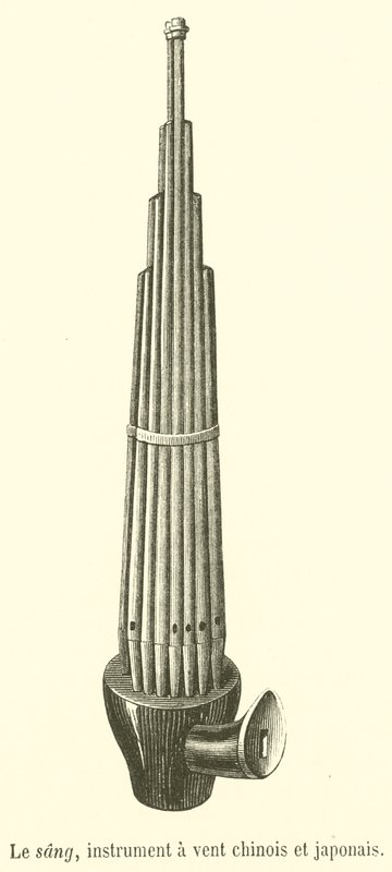 Kan, Çin ve Japon nefesli çalgısı (gravür) by French School