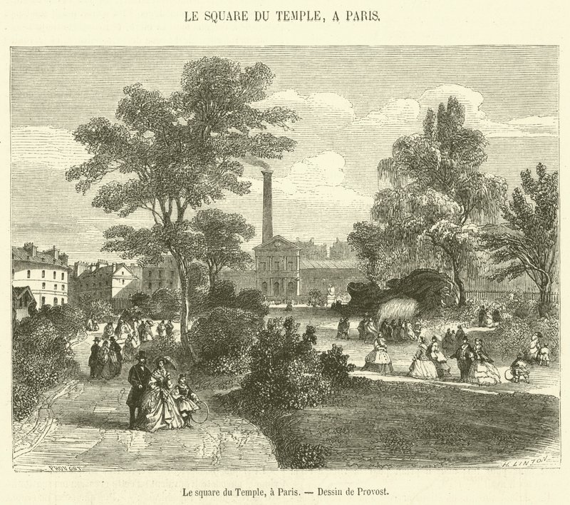 Le square du Temple, bir Paris (gravür) by French School