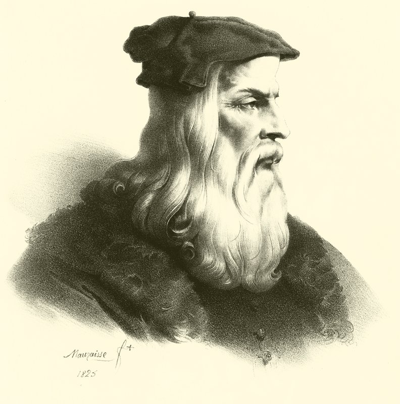 Leonardo Da Vinci, portre (gravür) by French School