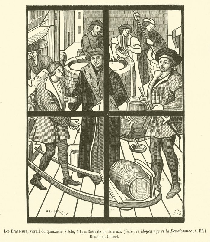 Biracılar, 15. yüzyıldan kalma vitray pencere, Tournai Katedrali