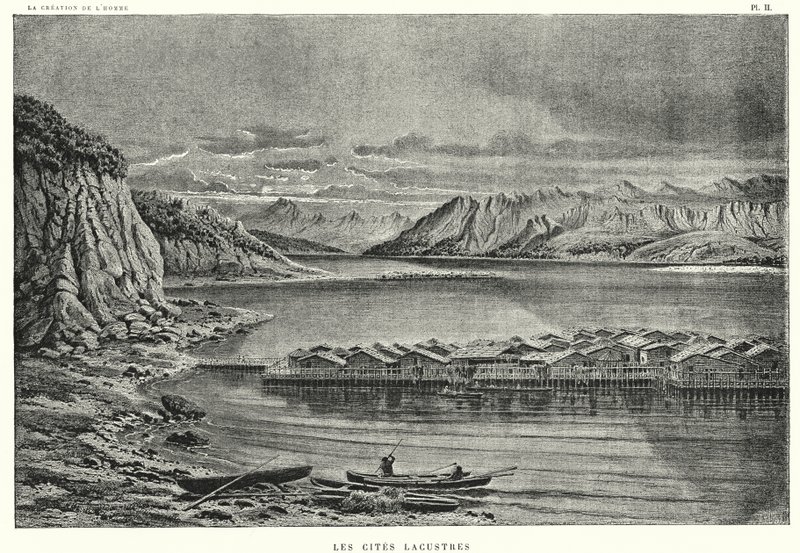 Les Cites Lacustres (gravür) by French School