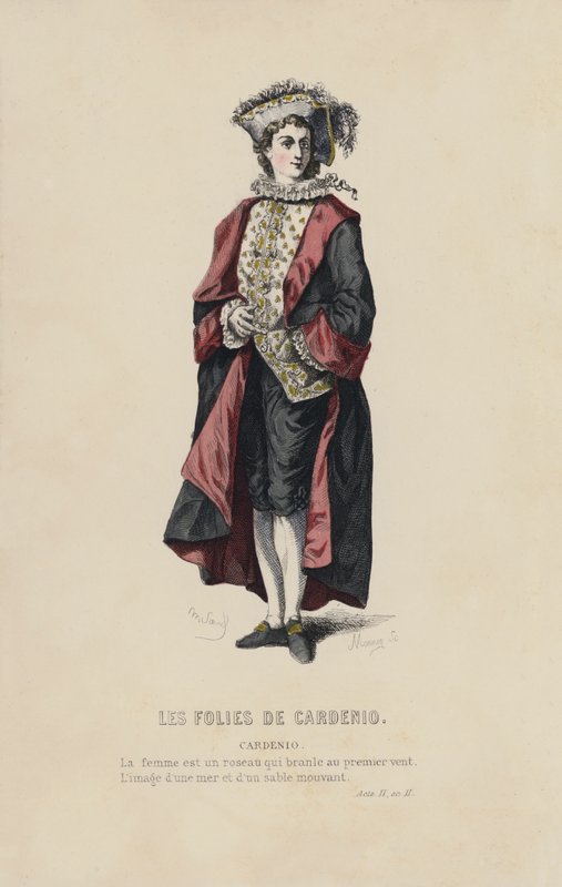 Les Folies De Cardenio, Cardenio (renkli gravür) by French School