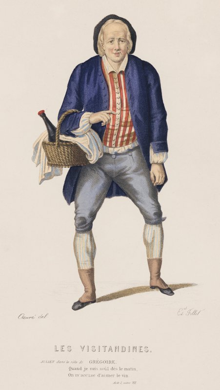 Les Visitandines, Perde I, Sahne VII (renkli gravür) by French School