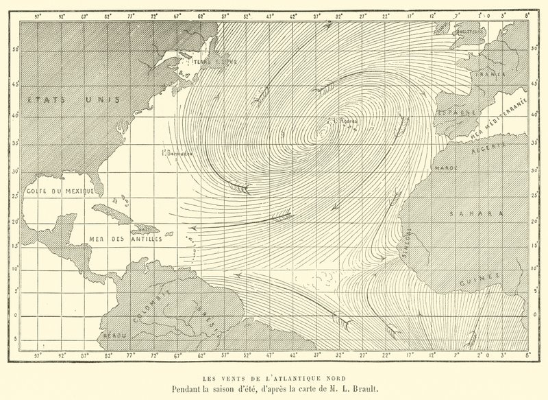 Yaz mevsiminde Kuzey Atlantik rüzgarları (gravür) by French School