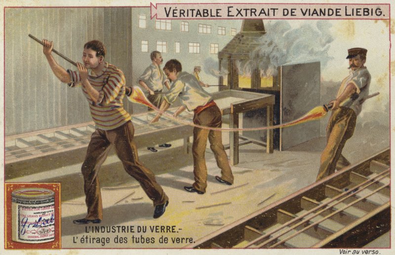 Cam endüstrisini öne çıkaran Liebig kartı by French School
