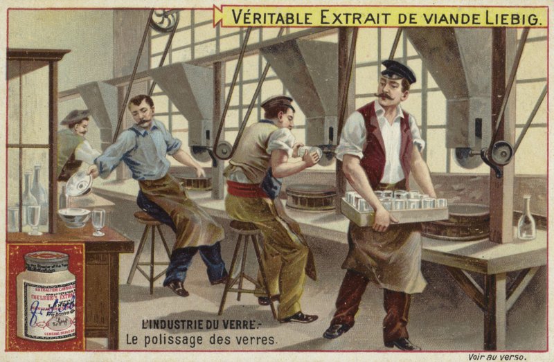 Cam endüstrisini öne çıkaran Liebig kartı by French School