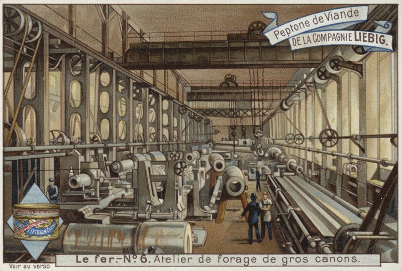 Demir endüstrisini gösteren Liebig kartı by French School