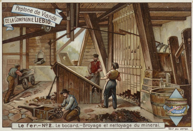 Demir endüstrisini gösteren Liebig kartı by French School