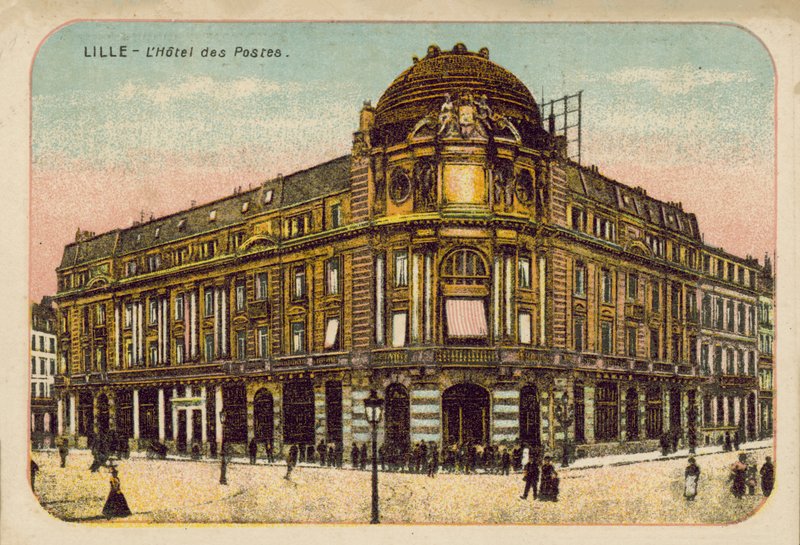 Lille: Hotel des Postes (renkli litho) by French School